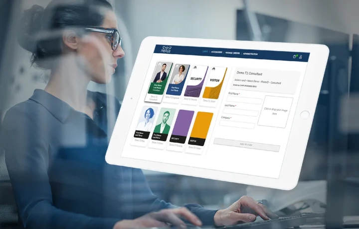A tablet presents our Nexus GO Cards solution